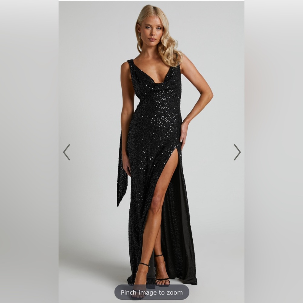 MALISHA MAXI DRESS - COWL NECK BACKLESS DRESS IN BLACK